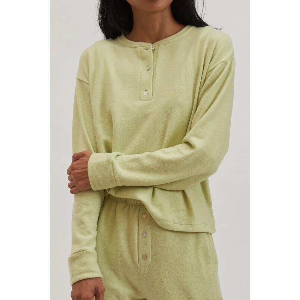 DONNI Lounge Set Sweater Henley Top And Sweatpants Small Medium Lime Green